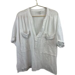 Sundance White  Cotton Guaze ‎ Viscose Beachy Top Size Large